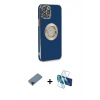 MARSİLYAN™- iPhone 12 Pro Kılıf İz Form Serisi - Siyah 3D Antistatik Seramik Nano Ekran Koruyucu + Shine Kamera Lens Koruma Cam - SH