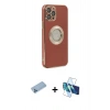 MARSİLYAN™- iPhone 12 Pro Kılıf İz Form Serisi - Siyah 3D Antistatik Seramik Nano Ekran Koruyucu + Shine Kamera Lens Koruma Cam - MI