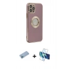 MARSİLYAN™- iPhone 12 Pro Kılıf İz Form Serisi - Siyah 3D Antistatik Seramik Nano Ekran Koruyucu + Shine Kamera Lens Koruma Cam - MI