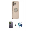 MARSİLYAN™- iPhone 12 Pro Kılıf İz Form Serisi - Siyah 3D Antistatik Seramik Nano Ekran Koruyucu + Neon Fosforlu Kamera Lens - YL