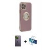MARSİLYAN™- iPhone 12 Pro Kılıf İz Form Serisi - Siyah 3D Antistatik Seramik Nano Ekran Koruyucu + Neon Fosforlu Kamera Lens - YL