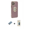 MARSİLYAN™- iPhone 12 Pro Kılıf İz Form Serisi - Siyah 6D Mat Seramik Hayalet Nano Ekran Koruyucu + Shine Kamera Lens Koruma Cam - GI