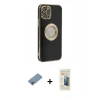 MARSİLYAN™- iPhone 12 Pro Kılıf İz Form Serisi - Siyah 6D Mat Seramik Hayalet Nano Ekran Koruyucu + Shine Kamera Lens Koruma Cam - GI