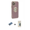 MARSİLYAN™- iPhone 12 Pro Kılıf İz Form Serisi - Siyah 6D Mat Seramik Hayalet Nano Ekran Koruyucu + Shine Kamera Lens Koruma Cam - GD