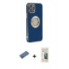 MARSİLYAN™- iPhone 12 Pro Kılıf İz Form Serisi - Siyah 6D Mat Seramik Hayalet Nano Ekran Koruyucu + Shine Kamera Lens Koruma Cam - GD