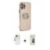 MARSİLYAN™- iPhone 12 Pro Kılıf İz Form Serisi - Siyah 6D Mat Seramik Hayalet Nano Ekran Koruyucu + Shine Kamera Lens - GS