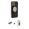 MARSİLYAN™- iPhone 12 Pro Kılıf İz Form Serisi - Siyah 6D Mat Seramik Hayalet Nano Ekran Koruyucu + Renkli Kamera Lens Koruma Cam - MI