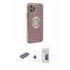 MARSİLYAN™- iPhone 12 Pro Kılıf İz Form Serisi - Siyah 6D Mat Seramik Hayalet Nano Ekran Koruyucu + Renkli Kamera Lens Koruma Cam - MI