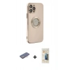 MARSİLYAN™- iPhone 12 Pro Kılıf İz Form Serisi - Siyah 6D Mat Seramik Hayalet Nano Ekran Koruyucu + Renkli Kamera Lens Koruma Cam - MI