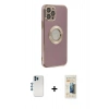 MARSİLYAN™- iPhone 12 Pro Kılıf İz Form Serisi - Siyah 6D Mat Seramik Hayalet Nano Ekran Koruyucu + Mavi Shine Kamera Lens