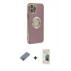 MARSİLYAN™- iPhone 12 Pro Kılıf İz Form Serisi - Siyah 6D Mat Seramik Hayalet Nano Ekran Koruyucu + Metal Kamera Lens Koruma Cam - GS