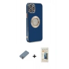MARSİLYAN™- iPhone 12 Pro Kılıf İz Form Serisi - Siyah 6D Mat Seramik Hayalet Nano Ekran Koruyucu + Metal Kamera Lens Koruma Cam - GS