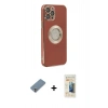 MARSİLYAN™- iPhone 12 Pro Kılıf İz Form Serisi - Siyah 6D Mat Seramik Hayalet Nano Ekran Koruyucu + Metal Kamera Lens Koruma Cam - GS
