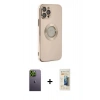 MARSİLYAN™- iPhone 12 Pro Kılıf İz Form Serisi - Siyah 6D Mat Seramik Hayalet Nano Ekran Koruyucu + Neon Fosforlu Kamera Lens - YL