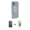 MARSİLYAN™- iPhone 12 Pro Kılıf İz Form Serisi - Siyah 6D Mat Seramik Hayalet Nano Ekran Koruyucu + Neon Fosforlu Kamera Lens - YL