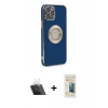 MARSİLYAN™- iPhone 12 Pro Kılıf İz Form Serisi - Siyah 6D Mat Seramik Hayalet Nano Ekran Koruyucu + Şeffaf Kamera Lens Koruma Cam