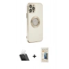 MARSİLYAN™- iPhone 12 Pro Kılıf İz Form Serisi - Siyah 6D Mat Seramik Hayalet Nano Ekran Koruyucu + Şeffaf Kamera Lens Koruma Cam