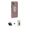 MARSİLYAN™- iPhone 12 Pro Kılıf İz Form Serisi - Siyah 6D Mat Seramik Hayalet Nano Ekran Koruyucu + Şeffaf Kamera Lens Koruma Cam