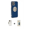 MARSİLYAN™- iPhone 12 Pro Kılıf İz Form Serisi - Siyah 6D Mat Seramik Hayalet Nano Ekran Koruyucu + Shine Kamera Lens - GD