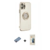 MARSİLYAN™- iPhone 12 Pro Kılıf İz Form Serisi - Siyah 6D Mat Seramik Hayalet Nano Ekran Koruyucu + Shine Kamera Lens Koruma Cam - PE