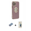 MARSİLYAN™- iPhone 12 Pro Kılıf İz Form Serisi - Siyah 6D Mat Seramik Hayalet Nano Ekran Koruyucu + Shine Kamera Lens Koruma Cam - PE