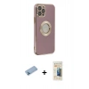 MARSİLYAN™- iPhone 12 Pro Kılıf İz Form Serisi - Siyah 6D Mat Seramik Hayalet Nano Ekran Koruyucu + Shine Kamera Lens Koruma Cam - MI