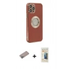 MARSİLYAN™- iPhone 12 Pro Kılıf İz Form Serisi - Siyah 6D Mat Seramik Hayalet Nano Ekran Koruyucu + Shine Kamera Lens Koruma Cam - SABE