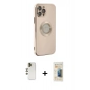 MARSİLYAN™- iPhone 12 Pro Kılıf İz Form Serisi - Siyah 6D Mat Seramik Hayalet Nano Ekran Koruyucu + Shine Kamera Lens - GD