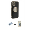 MARSİLYAN™- iPhone 12 Pro Kılıf İz Form Serisi - Siyah 6D Mat Seramik Hayalet Nano Ekran Koruyucu + Shine Kamera Lens Koruma Cam - MI