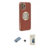 MARSİLYAN™- iPhone 12 Pro Kılıf İz Form Serisi - Siyah 6D Mat Seramik Hayalet Nano Ekran Koruyucu + Shine Kamera Lens Koruma Cam - PE
