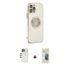 MARSİLYAN™- iPhone 12 Pro Kılıf İz Form Serisi - Siyah 6D Mat Seramik Hayalet Nano Ekran Koruyucu + Shine Kamera Lens - GD