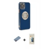 MARSİLYAN™- iPhone 12 Pro Kılıf İz Form Serisi - Siyah 6D Mat Seramik Hayalet Nano Ekran Koruyucu + Shine Kamera Lens Koruma Cam - PE