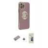 MARSİLYAN™- iPhone 12 Pro Kılıf İz Form Serisi - Siyah 6D Mat Seramik Hayalet Nano Ekran Koruyucu + Shine Kamera Lens Koruma Cam - SABE