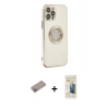 MARSİLYAN™- iPhone 12 Pro Kılıf İz Form Serisi - Siyah 6D Mat Seramik Hayalet Nano Ekran Koruyucu + Shine Kamera Lens Koruma Cam - SABE