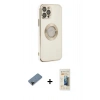 MARSİLYAN™- iPhone 12 Pro Kılıf İz Form Serisi - Siyah 6D Mat Seramik Hayalet Nano Ekran Koruyucu + Siyah Shine Kamera Lens Koruma Cam