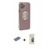 MARSİLYAN™- iPhone 12 Pro Kılıf İz Form Serisi - Siyah 6D Mat Seramik Hayalet Nano Ekran Koruyucu + Renkli Kamera Lens Koruma Cam - TU
