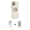 MARSİLYAN™- iPhone 12 Pro Kılıf İz Form Serisi - Siyah Polymer Nano Ekran Koruyucu + Shine Kamera Lens - GS
