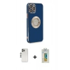 MARSİLYAN™- iPhone 12 Pro Kılıf İz Form Serisi - Siyah Polymer Nano Ekran Koruyucu + Shine Kamera Lens - GS