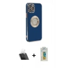 MARSİLYAN™- iPhone 12 Pro Kılıf İz Form Serisi - Siyah Polymer Nano Ekran Koruyucu + Kamera Lens Koruma Cam - SF
