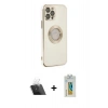 MARSİLYAN™- iPhone 12 Pro Kılıf İz Form Serisi - Siyah Polymer Nano Ekran Koruyucu + Kamera Lens Koruma Cam - SF