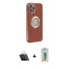 MARSİLYAN™- iPhone 12 Pro Kılıf İz Form Serisi - Siyah Polymer Nano Ekran Koruyucu + Kamera Lens Koruma Cam - SF