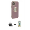 MARSİLYAN™- iPhone 12 Pro Kılıf İz Form Serisi - Siyah Polymer Nano Ekran Koruyucu + Kamera Lens Koruma Cam - SF