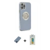 MARSİLYAN™- iPhone 12 Pro Kılıf İz Form Serisi - Siyah Polymer Nano Ekran Koruyucu + Mavi Metal Kamera Lens Koruma Cam