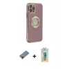 MARSİLYAN™- iPhone 12 Pro Kılıf İz Form Serisi - Siyah Polymer Nano Ekran Koruyucu + Metal Kamera Lens Koruma Cam - KI