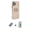 MARSİLYAN™- iPhone 12 Pro Kılıf İz Form Serisi - Siyah Polymer Nano Ekran Koruyucu + Metal Kamera Lens Koruma Cam - MI