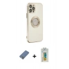 MARSİLYAN™- iPhone 12 Pro Kılıf İz Form Serisi - Siyah Polymer Nano Ekran Koruyucu + Metal Kamera Lens Koruma Cam - AKYL