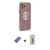 MARSİLYAN™- iPhone 12 Pro Kılıf İz Form Serisi - Siyah Polymer Nano Ekran Koruyucu + Metal Kamera Lens Koruma Cam - AKYL