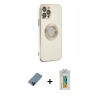 MARSİLYAN™- iPhone 12 Pro Kılıf İz Form Serisi - Siyah Polymer Nano Ekran Koruyucu + Metal Kamera Lens Koruma Cam - MI