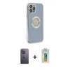 MARSİLYAN™- iPhone 12 Pro Kılıf İz Form Serisi - Siyah Polymer Nano Ekran Koruyucu + Neon Fosforlu Kamera Lens - BZ