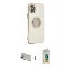 MARSİLYAN™- iPhone 12 Pro Kılıf İz Form Serisi - Siyah Polymer Nano Ekran Koruyucu + Rainbow Kamera Lens Koruma Cam - GD